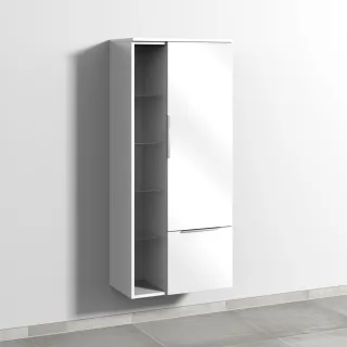Sanipa 3way Stauraumschrank mit 1 Tür, 1 Auszug und offenen Fächern, Weiß-Glanz UF18378