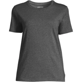 Supima Kurzarm-Shirt mit rundem Ausschnitt für Damen in Plus-Größe, Damen, size: plus, Pink, Baumwolle, by Lands' End