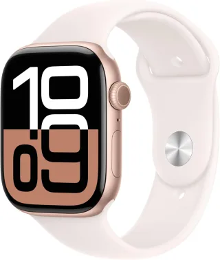 Apple Watch Series 10 [GPS + Cellular inkl. Sportarmband M/L blassrosa] 46mm Aluminiumgehäuse roségold