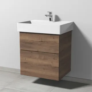 Sanipa 3way Waschtischunterbau zu Duravit Dura Square Waschtisch mit 2 Auszügen, Eiche-Tabak SM42650