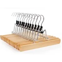 SONGMICS Kleiderbügel Hosenspanner, aus Holz, (12-tlg), 12 Stück, rutschfest, verchromter Haken, um 360 Grad drehbar