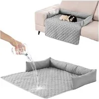 HEYHIPPO Hundematte Wasserdichte Sofakissen, Auto-Haustierkissen, karierte Hundematratzen, waschbares Haustierbett für Hunde und Katzen 90 x 120 cm, Hellgrau, Sofabezug, weicher waschbarer Möbelschutz, Katzen Hundeschlafmatte