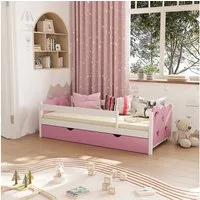 VitaliSpa® Kinderbett Jessica, Rosa/Weiß, 80x160 cm mit Schublade, ohne Matratze (2-tlg), Fade Resistant