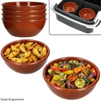 MamboCat Auflaufform MamboCat 6er Set Airfryer Ton-Schüsseln 16cm 450ml Bowl Kuchen Suppe, Ton