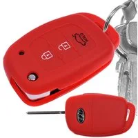 mt-key Schlüsseltasche Autoschlüssel Softcase Silikon Schutzhülle Rot, Hyundai i10 i20 Elantra i40 Sonata ix25 ix35 Tucson 3 Tasten