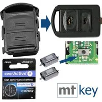 mt-key Auto Schlüssel Ersatz Gehäuse Set + 2X Mikrotaster + passende CR2032 Knopfzelle, CR2032 (3 V), für OPEL Tigra B Twin Top Corsa C Meriva A Funk Fernbedienung