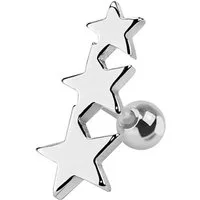 Taffstyle Piercing-Set Piercing Ohr Helix Tragus Chirurgenstahl 3 Sterne, Piercing Ohr Ohrpiercing Stab Kugel Cartilage Knorpel Barbell Stecker