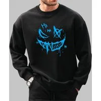 RMK Rundhalspullover Herren Pullover Langarmshirt Sweatshirt Pulli Smile Smiley Oversize Rundhals-Ausschnitt
