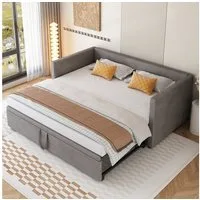 Flieks Daybett, Tagesbett Schlafsofa mit Unterbett 90x200cm/180x200cm Samt