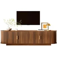 Merax Lowboard mit Wellenstruktur, Fernsehschrank in Holzoptik (1 St), TV-Schrank mit 4 Türen, Metallgriffe & Stauraum, 180x35x50cm
