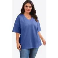 Imily Bela T-Shirt Damen Oversized Freizeittops mit halben Ärmeln (Packung, 1-tlg., 1per-Pack) einfarbig