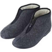 zelbut Herren Winter Filz Hausschuhe Schafwolle Hausstiefel Hüttenschuhe Reißverschluss