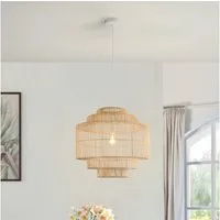 HOME DELUXE Hängeleuchte aus Rattan - SIA, gewebte Rattan-Pendelleuchte, Korbgeflecht