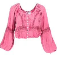 Guru-Shop Longbluse Bestickte indische Hippie Langarm Bluse, Boho.. alternative Bekleidung