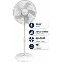 KUMTEL Standventilator KTF-350, 50 W, oszillierend, 5-Blatt-Rotor, geräuscharmer Betrieb