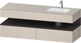 Duravit Qatego Einbauwaschtisch mit Konsolenwaschtischunterbau Taupe Matt 1600x550x600 mm - QA479608 QA4796080910010