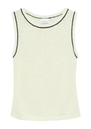 comma - Ärmelloser Strickpullunder mit Rundhalsausschnitt beige - Gr. - 34