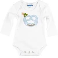 P.Eisenherz Langarmbody Langarm Body Motiv "Brezl" mit Stickerei Tirolerhut und Lausbub mit Stickerei Tirolerhut und "Lausbub"