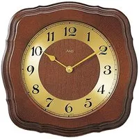 AMS Funkwanduhr F5862/1 (Quarz,Holz,Glas,Buche nussbaumfarben,Wohnzimmer,Küche,Made in Germany)