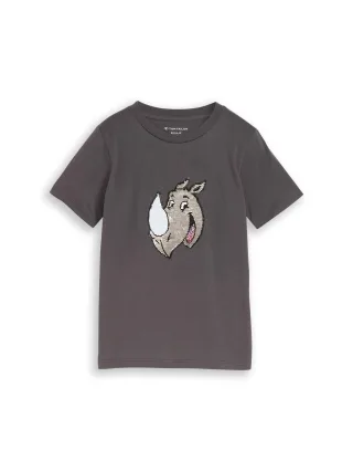 tom tailor kids - T-Shirt mit Wendepailletten dark urban grey - Gr. - 110
