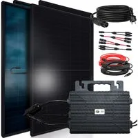 SUNNIVA Balkonkraftwerk 1840W BIFAZIAL FULLBLACK komplett Steckdose, (ASTRO-E 800W Wechselrichter, PV Solaranlage, 4x 460W Glas-Glas Solarmodule, inkl. 5m Kabel, Bluetooth WIFI, Komplettset)