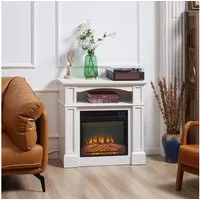 HOMCOM Elektrokamin mit Heizung, 3D LED-Flammeneffekt, Regal, 1800 W, für Wohnzimmer, Schlafzimmer, Weiß