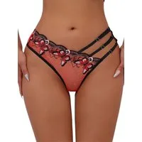 Elegant Love Tangaslip Sexy Unterwäsche aus Stickereispitze, Dessous für Damen (Spitzen-String) Höschen-Lingerie: Elegante Unterhosen mit Schmetterling Muster