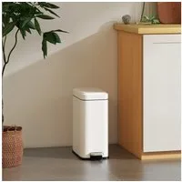 HOMCOM Mülleimer Treteimer Abfalleimer mit Deckel und Fußpedal, Weiß 29,2 x 14 x 32 cm