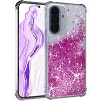 EAZY CASE Handyhülle Liquid Glittery Case für Samsung Galaxy A57 6,7 Zoll, Bumper Case Back Cover Glitter Glossy Handyhülle Etui Violett Lila