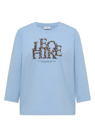 CECIL - 3/4-Arm Shirt mit Wording im Leo-Look easy blue - Gr. - M