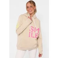 Zwillingsherz Hoodie "Alissa" Langarm, Kapuze, Neon-Details, Kordelzug, Frontprint, Kängurutasche