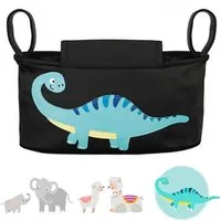 GLÜCKSWOLKE Kinderwagen-Tasche in Grau oder Schwarz I 6 Motive I Kinderwagentasche & Buggy Organizer, Kinderwagen Tasche mit Getränkehalter und Feuchttücherfach