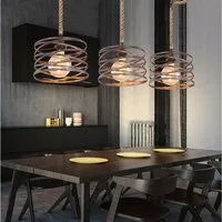 GLOBO LIGHTING Hängeleuchte, Leuchtmittel nicht inklusive, Hanfseil Pendelleuchte Retro Vintage Wohnzimmer Lampe Industrie