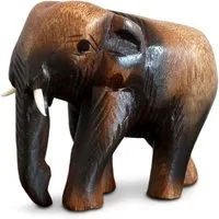 livasia Tierfigur Holzelefant, handegeschnitzt, Rüssel hängend, handgefertigt