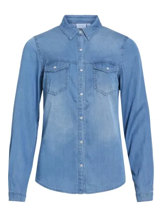 VILA - VIBISTA DENIM SHIRT-NOOS Medium Blue Denim - Gr. - S