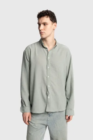 Übergrößiges Button-Up Langarmhemd
