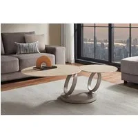riess-ambiente Couchtisch DANCING RINGS 80cm champagner/greige - Keramik, modern, rund, drehbar (Einzelartikel, 1-St), Ausgefallener Beistelltisch - ideal für moderne Wohn- und Schlafzimmer