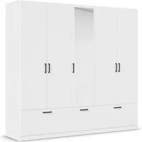 rauch Drehtürenschrank Kleiderschrank Schrank Garderobe Wäscheschrank BARI mit Spiegel mit Schubkästen und modernem Griff in Graumetallic MADE IN GERMANY