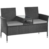SVITA Gartenbank CHICAGO, 2-Sitzer, Rattanbank, Polyrattan, Schwarz