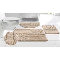 OTTO home Badematte Sanremo Scandi, Badvorleger, Badezimmer Teppich, Duschvorleger, Höhe 20 mm, rutschhemmend beschichtet, strapazierfähig, Polyester, rechteckig, Badteppich, Uni Farben, Hoch-Tief-Effekt, modernes Muster, Boho