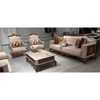 Xlmoebel Polstergarnitur Elegantes Barock Sofa-Ensemble mit luxuriösen Verzierungen, (Sofagarnitur, 3-tlg., 4tlg.Sofagarnitur 3 + 1 + 1 Sitzer + Couchtisch), Hergestellt in Europa