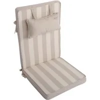 LILENO HOME Hochlehnerauflage mit Kopfkissen, bequeme Sitzauflage für Gartenmöbel, Stuhlkissen, (1er Set), Polsterauflage Blockstreifen Beige, Sitzpolster für Klappstühle