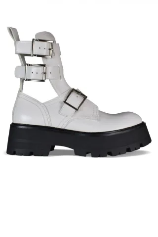 Alexander McQueen Rave Buckle Stiefeletten Weiß