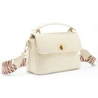 Vivance by Lascana Umhängetasche Schultertasche, Tragetasche, Crossbody Bag, Damentasche, Strandtasche, Handtasche Damen zum Umhängen mit besticktem Schulterriemen VEGAN