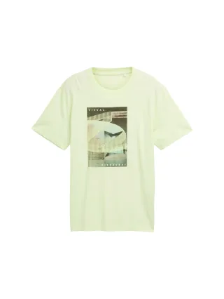 Tom Tailor - T-Shirt mit Foto-Print lime cream green - Gr. - XL
