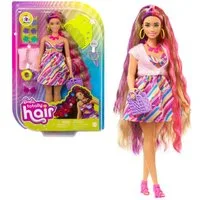 Barbie Anziehpuppe Totally Hair Barbie im farbenfrohen Blumenkleid Spielset mit Puppe