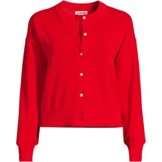 Kurzer Feinstrick-Cardigan aus Baumwolle, Damen,  Rot, Baumwolle, by Lands' End