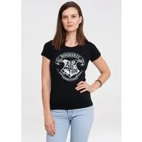 LOGOSHIRT T-Shirt Harry Potter - Hogwarts Logo (Weiß) mit lizenziertem Originaldesign