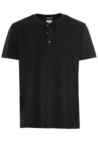 camel active - Henley T-Shirt mit Knopfleiste black - Gr. - XXL