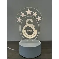 Stelby LED Nachtlicht Galatasaray 3D-LED-Lampe – Warmweiße Acryl-Nachtleuchte, LED fest integriert, Tischlampe mit 5 Sternen, USB-Kabel & Geschenkbox
